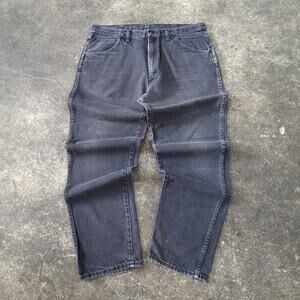 Vintage Basic Editions Jeans Mens 38x32 Made in USA Black Faded 90s Work